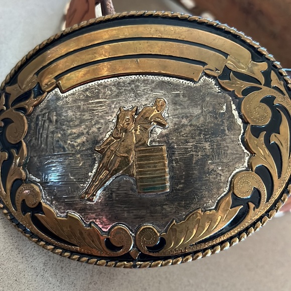 Vintage Comstock silversmiths buckle with custom made hand laced leather belt - Picture 3 of 16